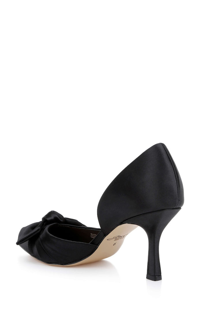 Black | Emelia Satin Bow d’Orsay Pumps Back Side