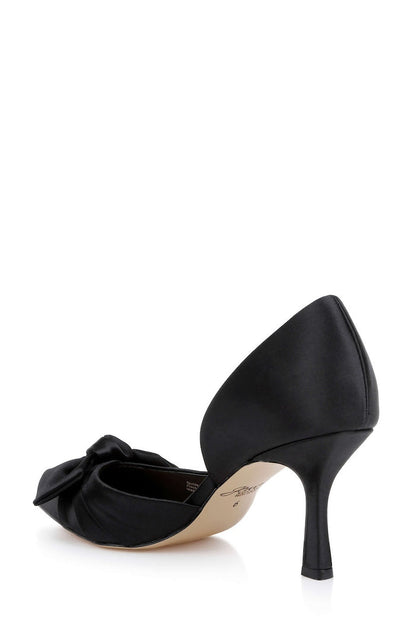 Black | Emelia Satin Bow d’Orsay Pumps Back Side