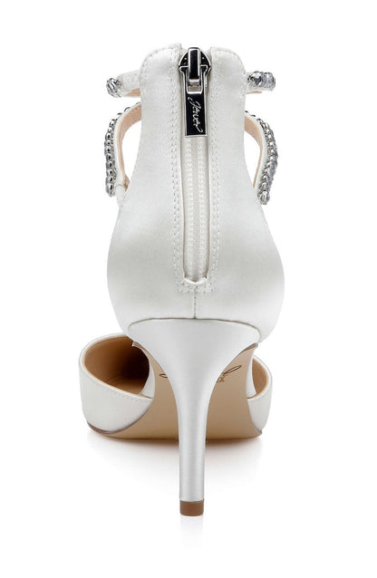Ivory | Emmie Crystal Embellished Ankle Strap Pumps Back