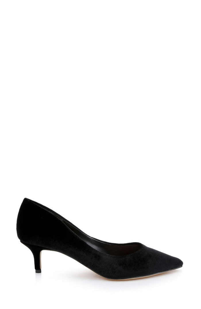 Black Velvet | Enola Velvet Kitten Heel Pumps Side
