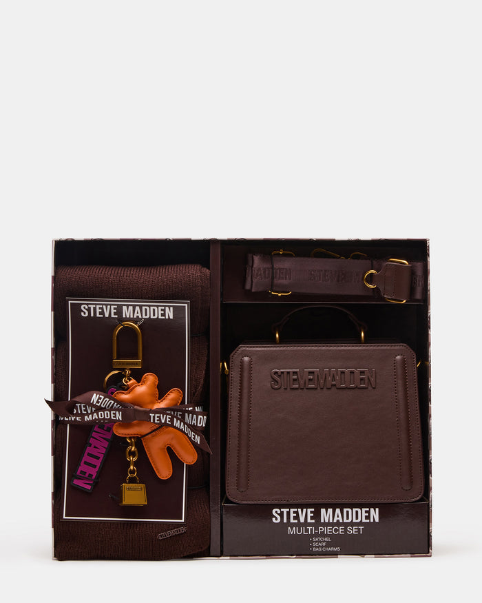 EVELYN Charm Box Gift Set Chocolate Women's Top-Handle Crossbody Bag Gift Set | Steve Madden