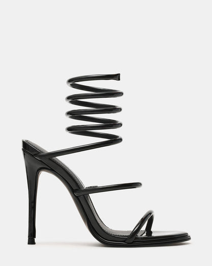 EXOTICA Black Patent Strappy Stiletto Women's Heel | Steve Madden