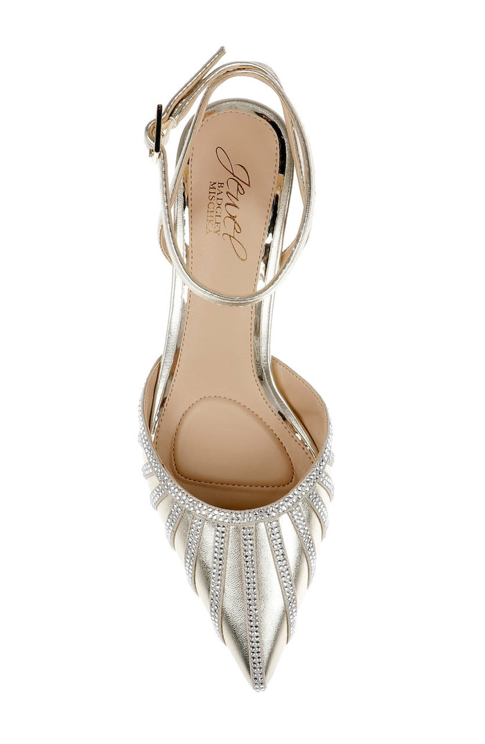 Gold Metallic | Fable Pointed Toe Kitten Heels Top