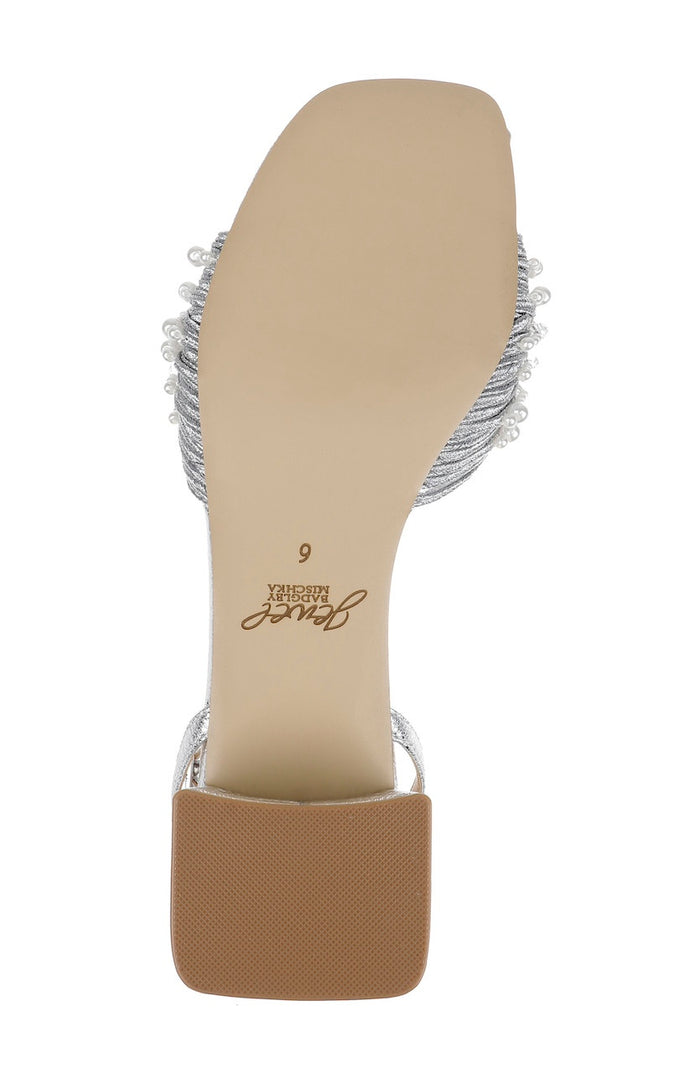 Silver Textile | Fallon Block Heel Sandals Sole
