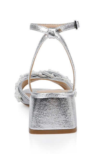 Silver Textile | Fallon Block Heel Sandals Back
