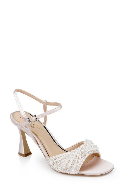 Champagne | Fanny Pearl Stiletto Heel Sandals Front Side