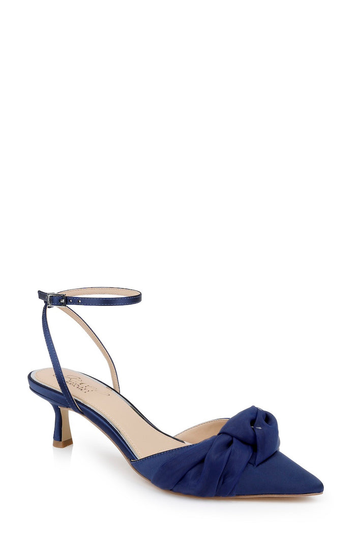 Navy | Favor Pointed Toe Kitten Heels Front Side