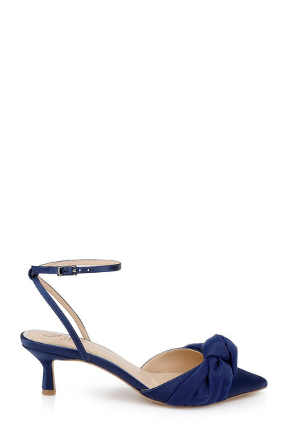 Navy | Favor Pointed Toe Kitten Heels Side