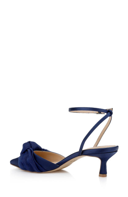 Navy | Favor Pointed Toe Kitten Heels Back Side