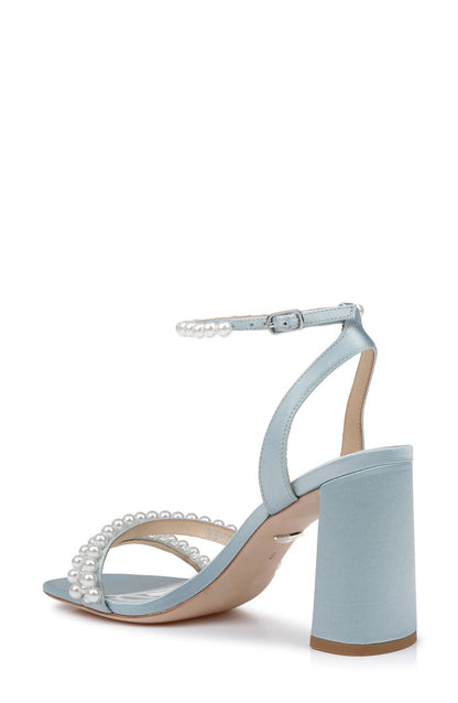 Mist Blue | Feisty Pearl Block Heel Back Side