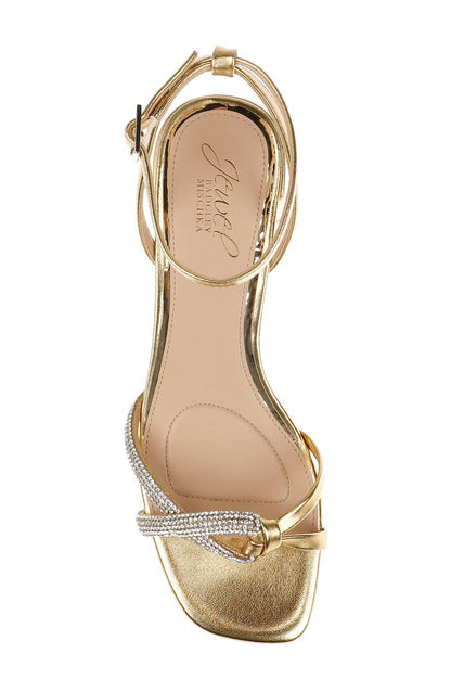 Gold Leather | Fern Low Block Heel Sandals Top