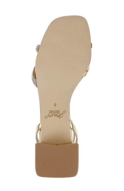 Gold Leather | Fern Low Block Heel Sandals Sole