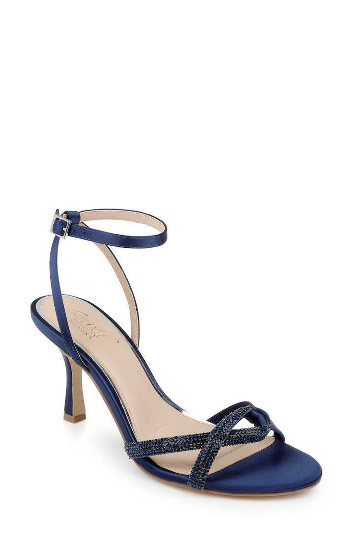 Navy | Fiji Mid Stiletto Heel Sandals Front Side
