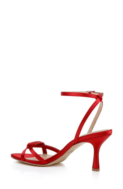 Red | Fiji Mid Stiletto Heel Sandals Back Side