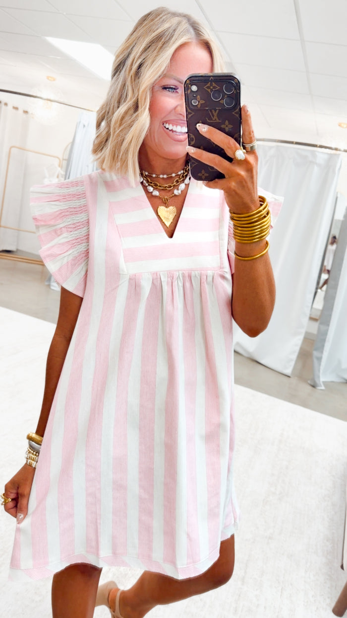 - FINAL SALE-The Sweet Soleil Flutter Dress-Pink
