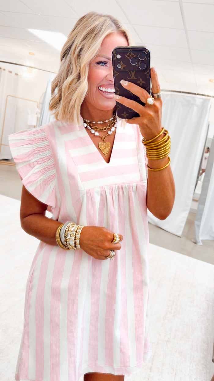 - FINAL SALE-The Sweet Soleil Flutter Dress-Pink