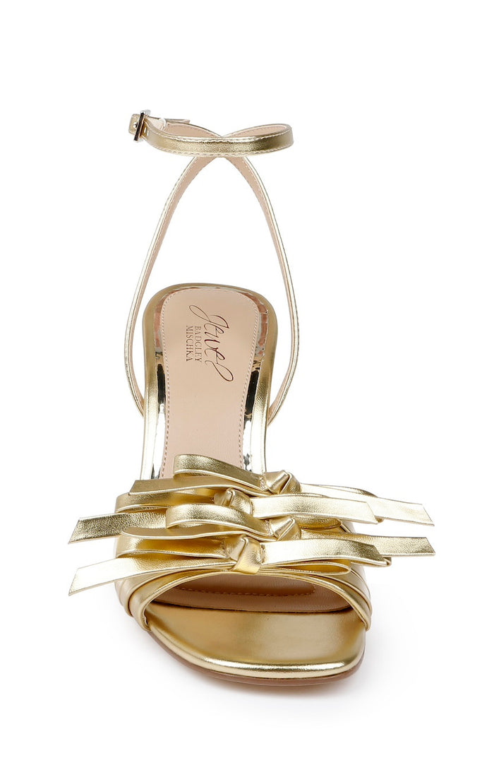Gold Metallic | Flory Mid Stiletto Heel Sandals Front