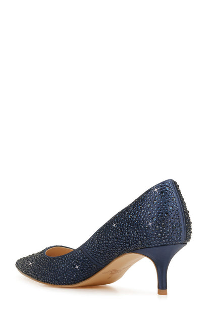 Navy | Frenchie Wide Width Pointed Toe Kitten Heel