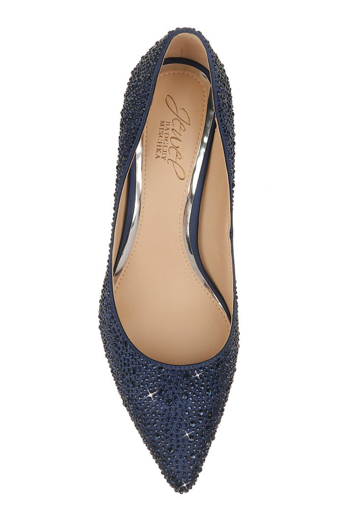 Navy | Frenchie Wide Width Pointed Toe Kitten Heel