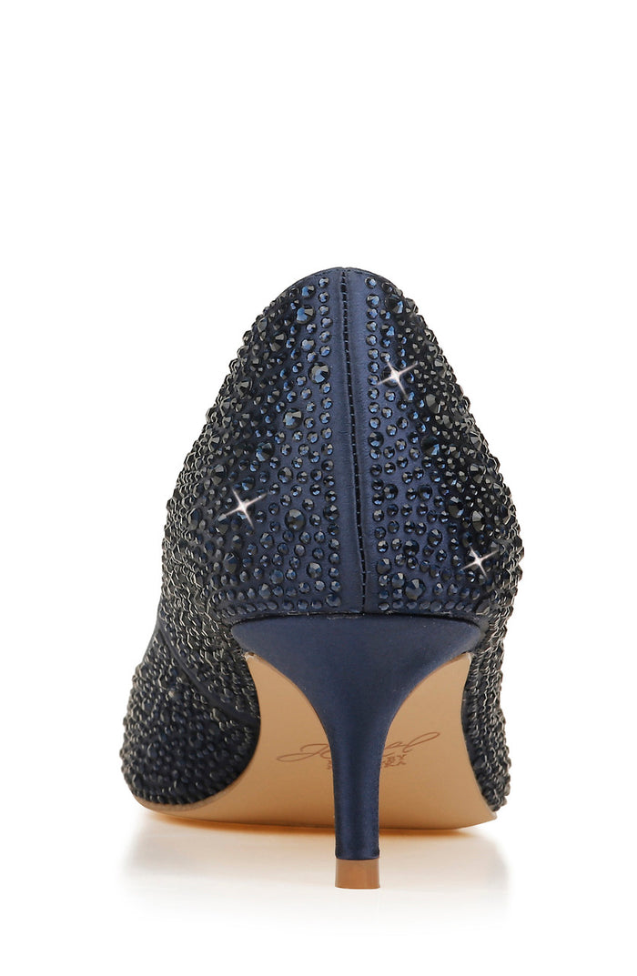 Navy | Frenchie Wide Width Pointed Toe Kitten Heel