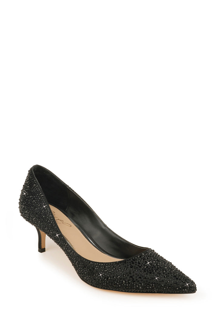 Black | Frenchie Wide Width Pointed Toe Kitten Heel