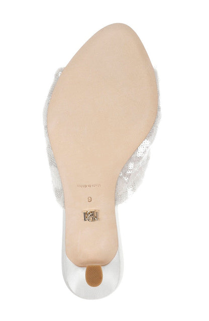 White Sequins | Gailea Heeled Sequin Mules Sole