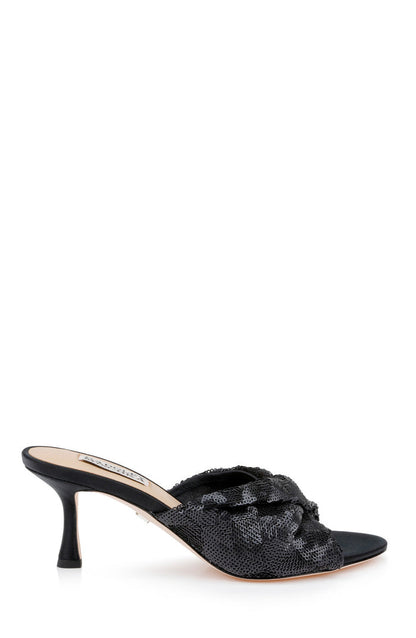 Black Sequins | Gailea Heeled Sequin Mules Side