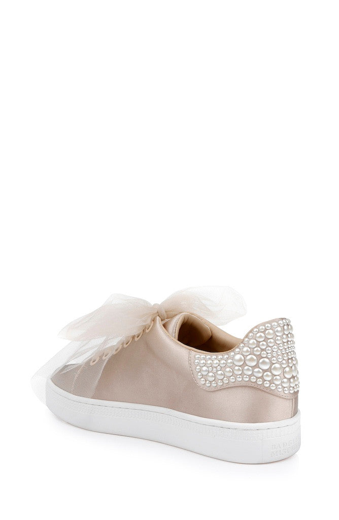 Soft Nude | Gem Dressy Satin Sneakers Back Side