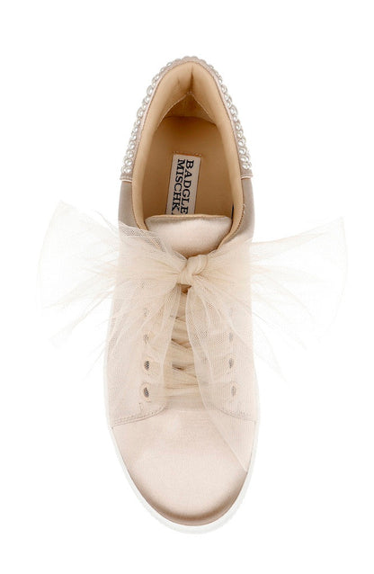 Soft Nude | Gem Dressy Satin Sneakers Top