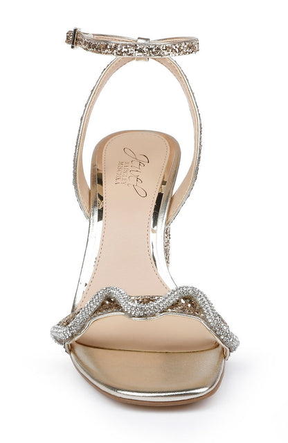 Gold | Gem Glitter Block Heel Sandal