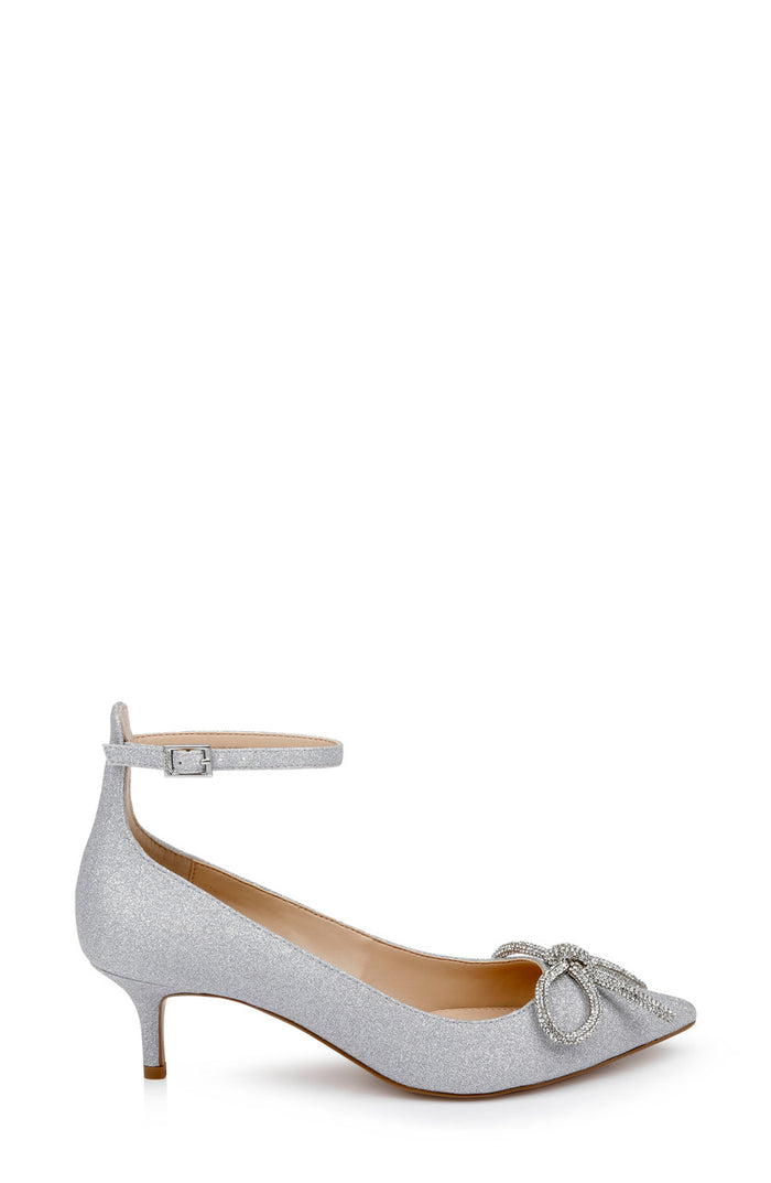 Silver | Geranium Kitten Heel Pump