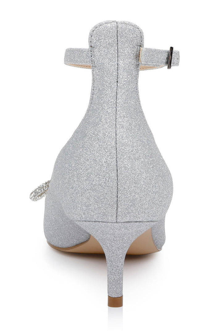Silver | Geranium Kitten Heel Pump