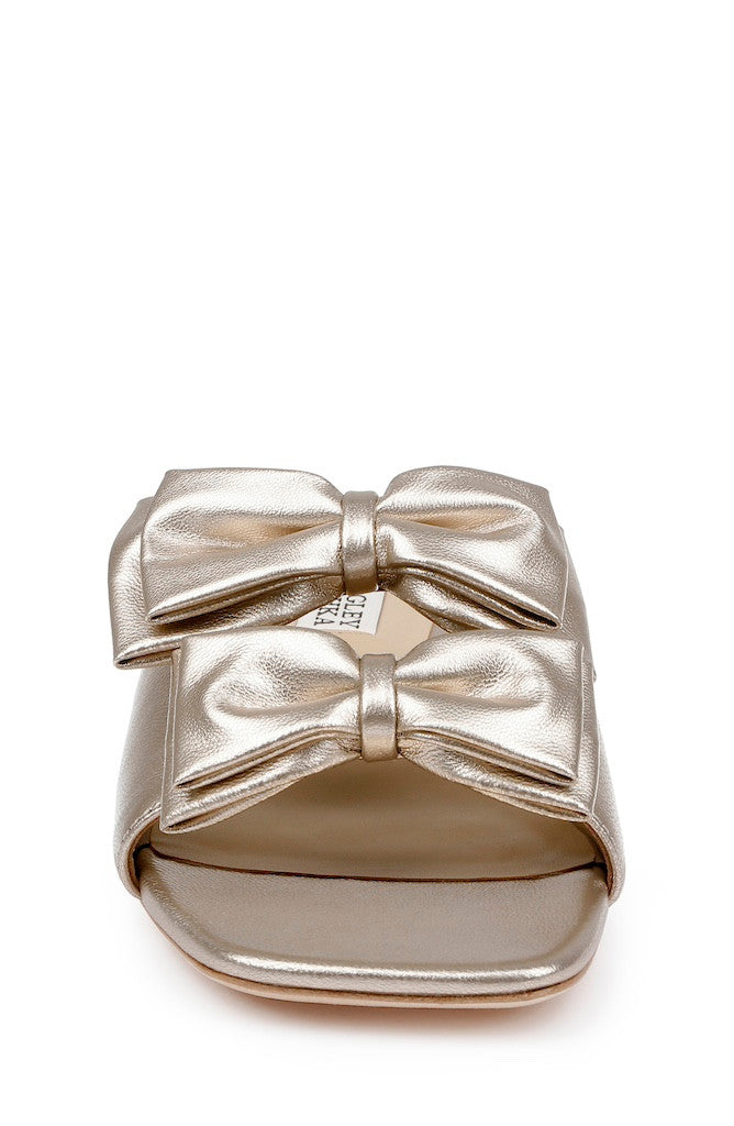 Champagne Leather | Giorgia II Low Block Slide Sandals Front