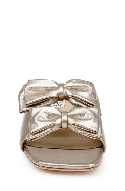Champagne Leather | Giorgia II Low Block Slide Sandals Front