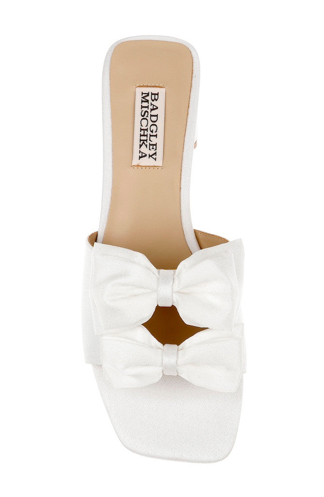 White Crepe | Giorgia Low Block Slide Sandals Top