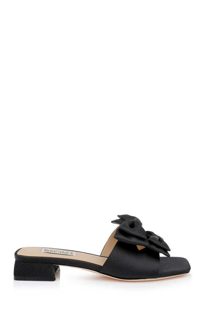 Black Crepe | Giorgia Low Block Slide Sandals Side