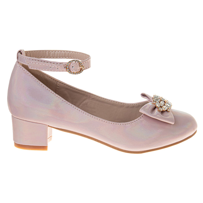 Pink | Girls' Ankle Strap Dress Pumps Right Side