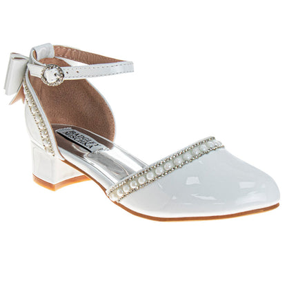 White Patent | Girls' Bow d'Orsay Dress Shoes Front Side