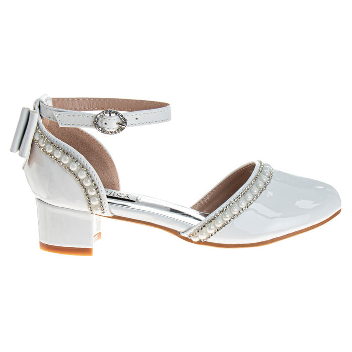 White Patent | Girls' Bow d'Orsay Dress Shoes Right Side