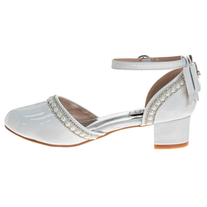 White Patent | Girls' Bow d'Orsay Dress Shoes Left Side