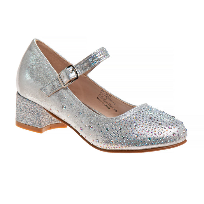 Silver | Girls' Buckled Block Heel Dress Shoes