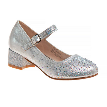 Silver | Girls' Buckled Block Heel Dress Shoes