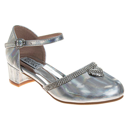 Silver Holographic | Girls' d'Orsay Dress Shoes Front Side