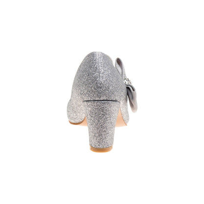 Silver Glitter | Girls' Glitter Block Heel Dress Shoes