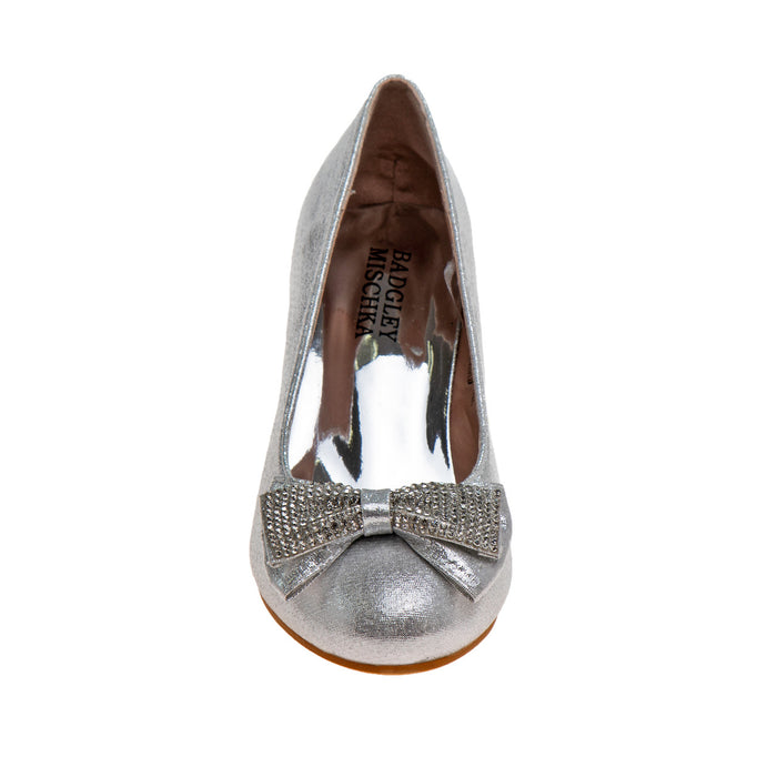 Silver | Girls' Sparkle Studded Bow Dress Shoes
