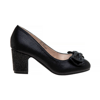 Black | Girls' Sparkle Studded Bow Dress Shoes