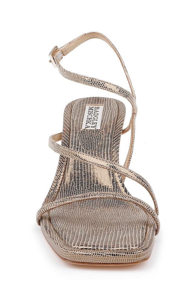 Bronze Lizard | Gracelyn Square Toe Sandals Front