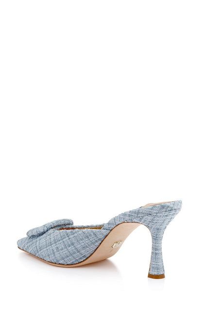 Blue Multi | Graylynn Mid Heel Square Toe Mules Back Side