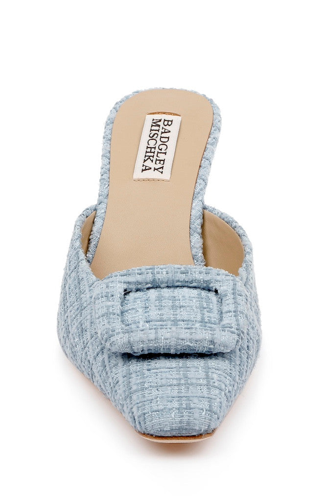 Blue Multi | Graylynn Mid Heel Square Toe Mules Front