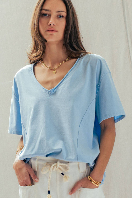 Hallie Exposed Seam V-Neck Tee